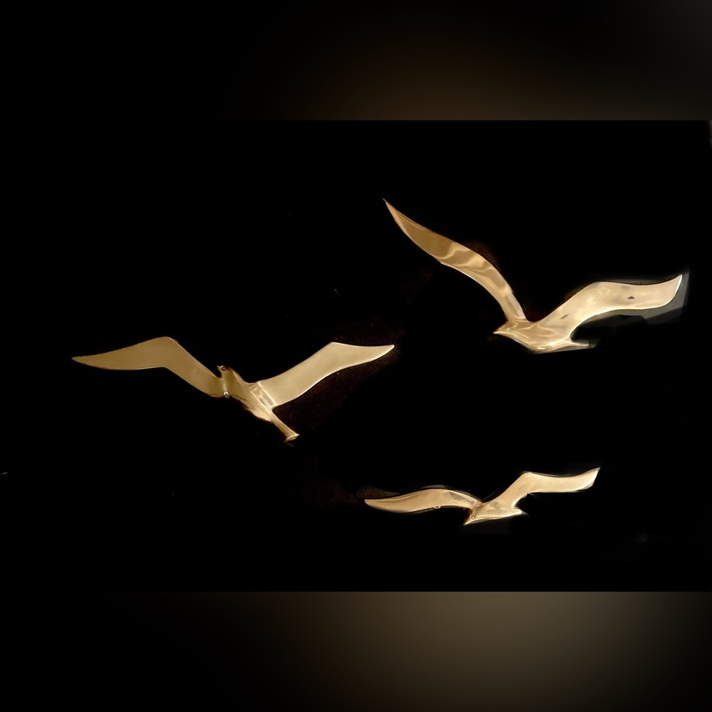 Vintage Mid Century Brass Birds Trio Wall Mount Sculpture - 1970’s Vibes